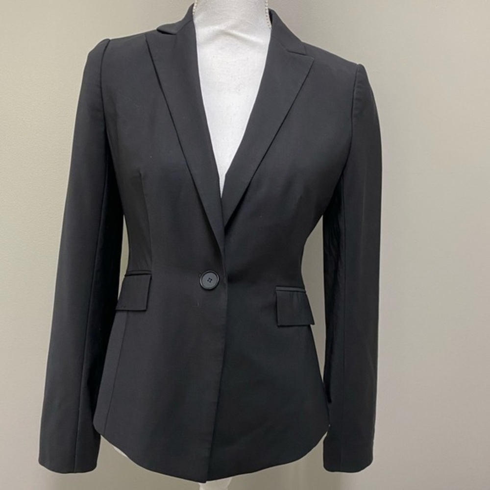 Ann Taylor Wool Blend Gathered Sleeve Blazer